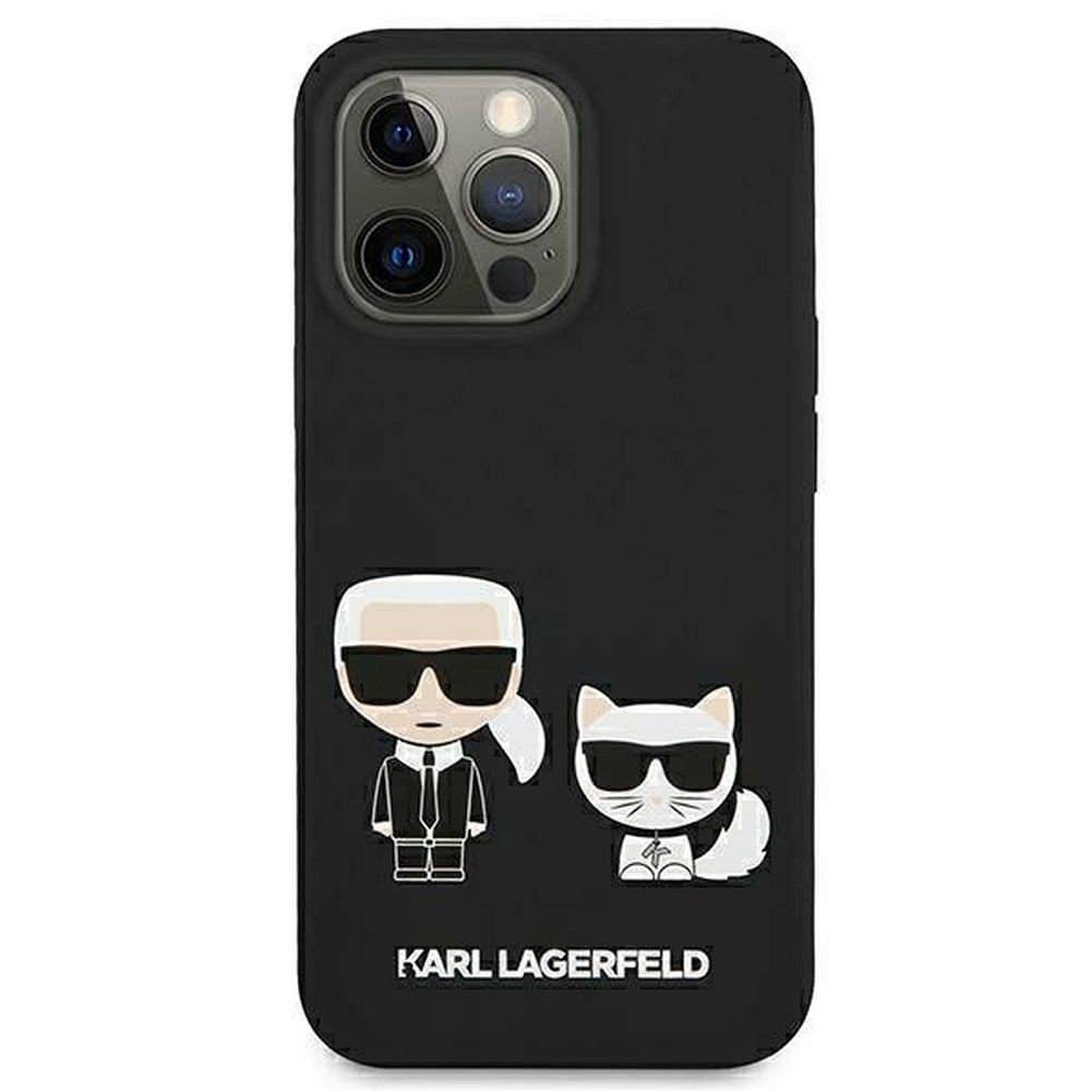 Husa iPhone 13 Pro, Karl Lagerfeld, Karl and Choupette, Magsafe, Silicon, Negru Husa iPhone 13 Pro, Karl Lagerfeld, Karl and Choupette, Magsafe, Silicon, Negru