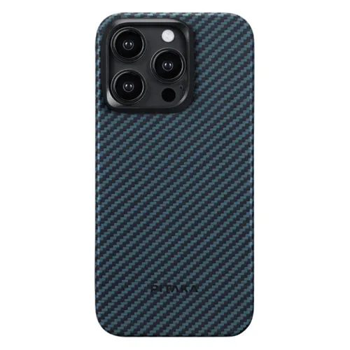 Husa MagEZ 4 Pitaka, Aramida iPhone 15 Pro 1500D Negru/Albastru MagSafe
