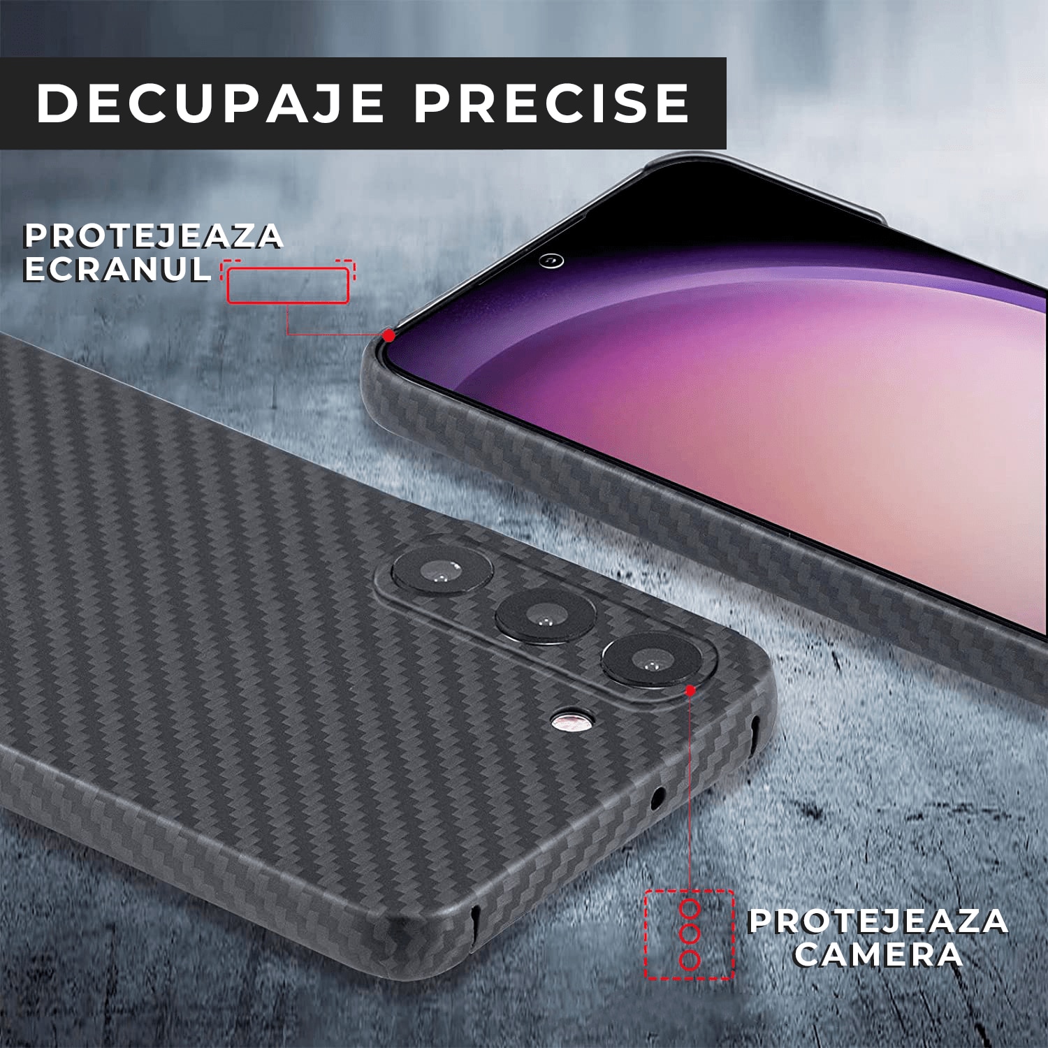 Husa Daden® din fibra de aramida/kevlar pentru Samsung S23 Plus, Protectie Antisoc, Camera Ultra Safe, Negru Husa Daden® din fibra de aramida/kevlar pentru Samsung S23 Plus, Protectie Antisoc, Camera Ultra Safe, Negru - imagine 4