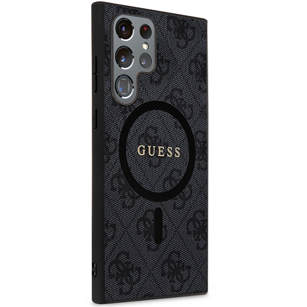 Husa pentru Samsung Galaxy S24 Ultra Guess, 4G Collection Leather Metal Logo MagSafe, Hardcase, Negru Husa pentru Samsung Galaxy S24 Ultra Guess, 4G Collection Leather Metal Logo MagSafe, Hardcase, Negru - imagine 2
