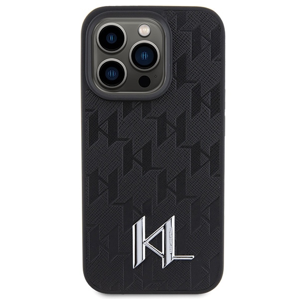 Husa pentru iPhone 15 Pro Karl Lagerfeld, Hot Stamp Metal Logo, Piele Monogram, Hardcase, Negru Husa pentru iPhone 15 Pro Karl Lagerfeld, Hot Stamp Metal Logo, Piele Monogram, Hardcase, Negru - imagine 2