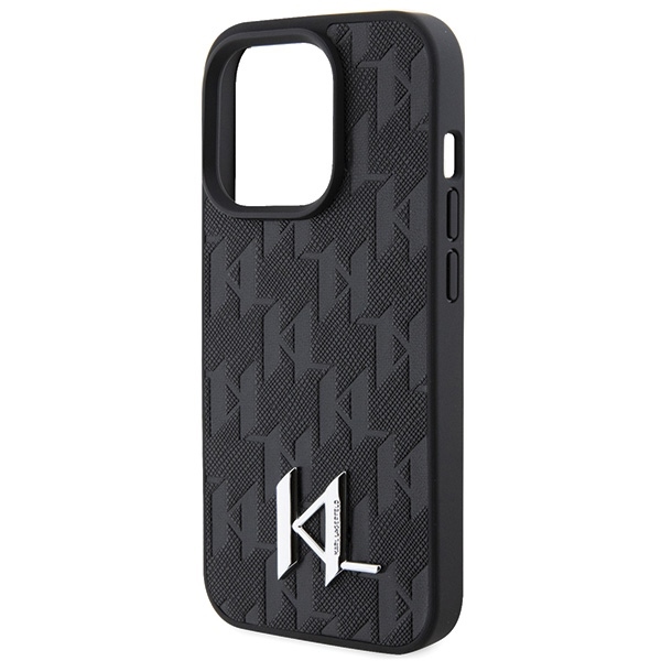Husa pentru iPhone 15 Pro Karl Lagerfeld, Hot Stamp Metal Logo, Piele Monogram, Hardcase, Negru Husa pentru iPhone 15 Pro Karl Lagerfeld, Hot Stamp Metal Logo, Piele Monogram, Hardcase, Negru - imagine 5