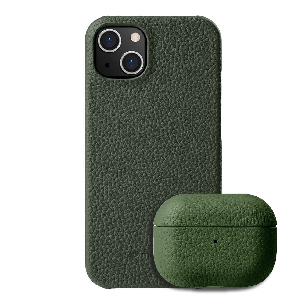 Set Husa pentru Airpods Pro/Airpods Pro2 si Husa pentru Iphone 14 Melkco Luxury din piele naturala, Back Snap, Calitate Premium, Handmade, Verde Set Husa pentru Airpods Pro/Airpods Pro2 si Husa pentru Iphone 14 Melkco Luxury din piele naturala, Back Snap, Calitate Premium, Handmade, Verde