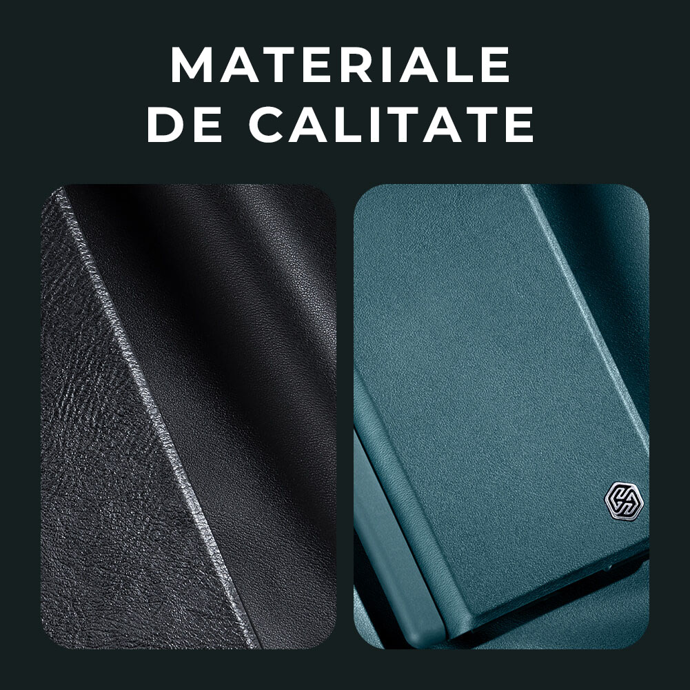 Husa Tip Carte pentru Samsung Galaxy Z Fold 5, Nillkin, Qin Leather, Calitate Premium, Piele, Antisoc, Albastru 1001 02