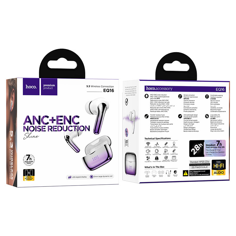 Casti true wireless Hoco EQ16 Shine, In Ear, Wireless, BT 5.3, 320mAh, ANC, Mov Casti true wireless Hoco EQ16 Shine, In Ear, Wireless, BT 5.3, 320mAh, ANC, Mov - imagine 5