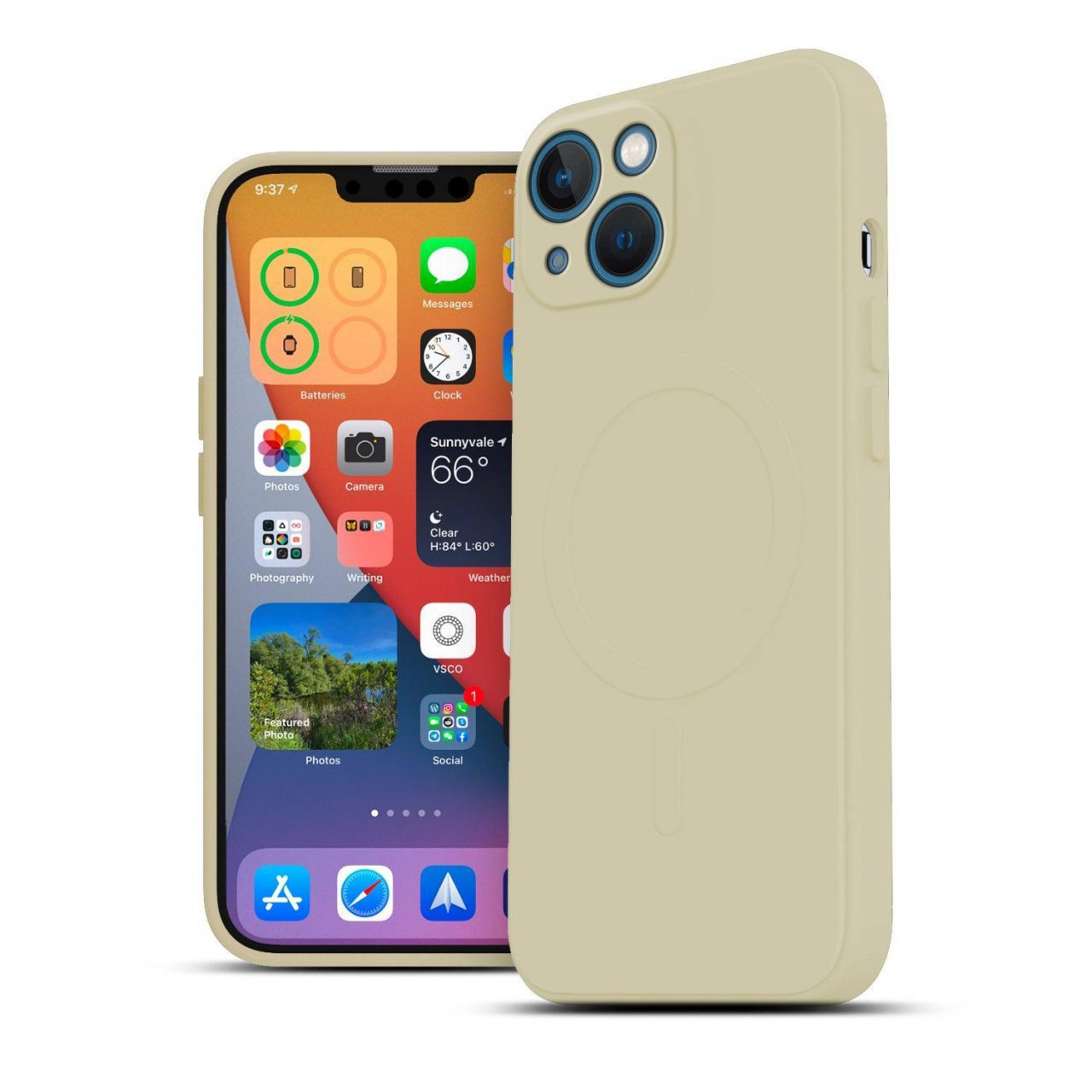 Husa pentru iPhone 13, Premium Silicon MagCover cu MagSafe, Protectie Camera, Antisoc, Calitate Premium, Crem Husa pentru iPhone 13, Premium Silicon MagCover cu MagSafe, Protectie Camera, Antisoc, Calitate Premium, Crem - imagine 2