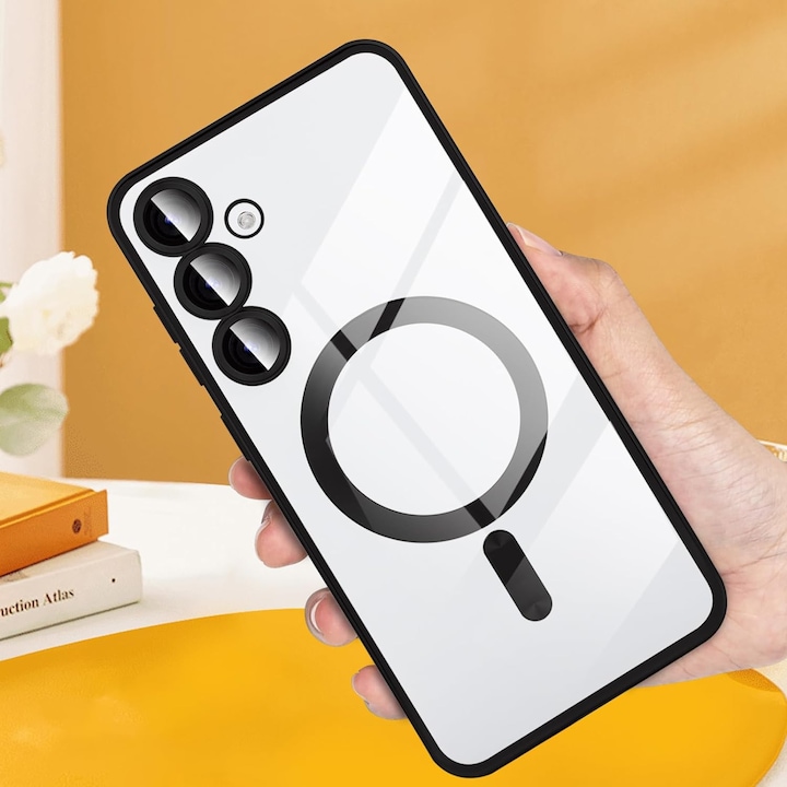 Husa pentru Samsung S23 FE DaDen® MagSafe Luxury compatibil cu protectie camera, Ultra Protectie, Transparent cu margini rosii Husa pentru Samsung S23 FE DaDen® MagSafe Luxury compatibil cu protectie camera, Ultra Protectie, Transparent cu margini rosii - imagine 4