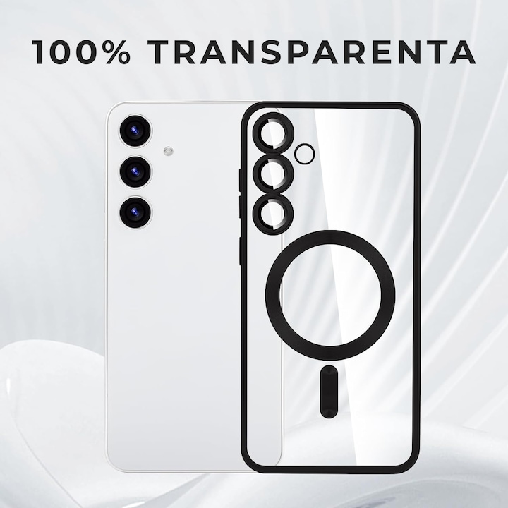 Husa pentru Samsung S23 FE DaDen® MagSafe Luxury compatibil cu protectie camera, Ultra Protectie, Transparent cu margini rosii Husa pentru Samsung S23 FE DaDen® MagSafe Luxury compatibil cu protectie camera, Ultra Protectie, Transparent cu margini rosii - imagine 2