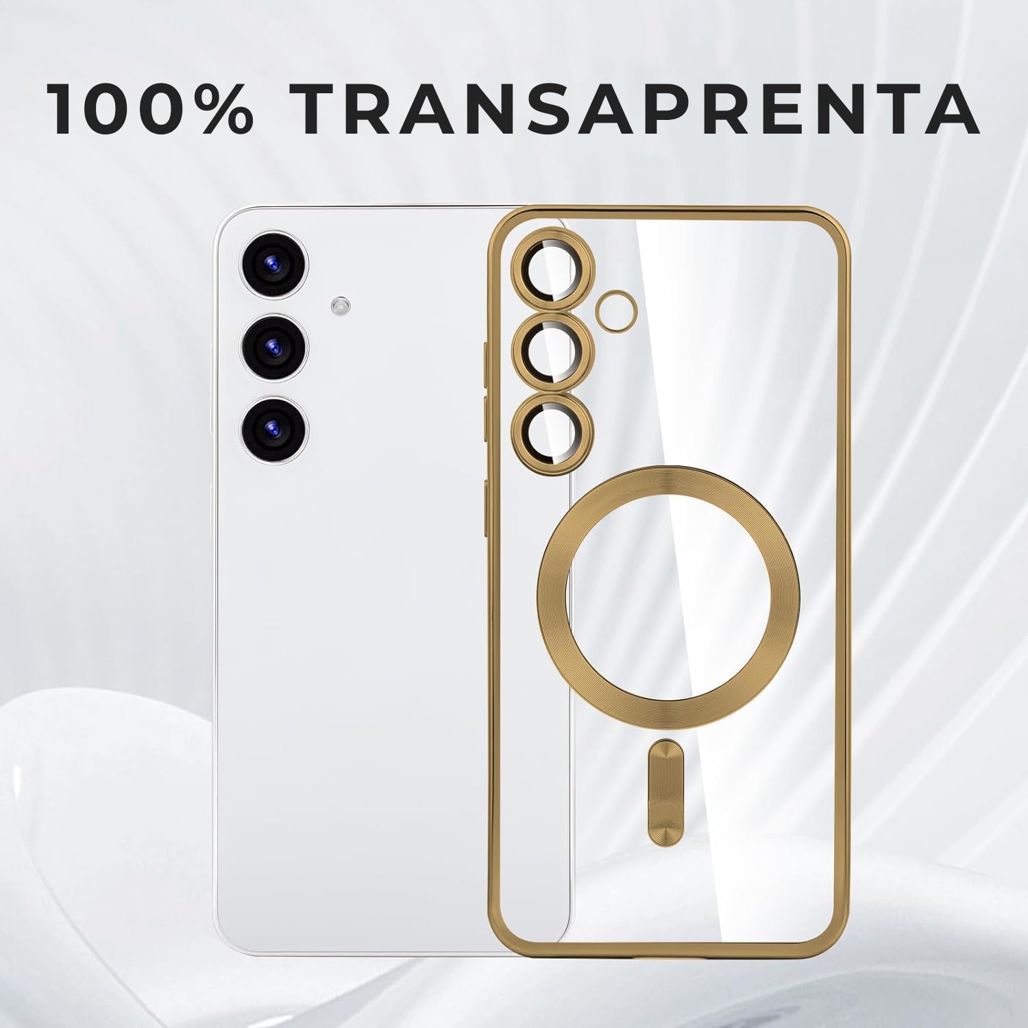 Husa pentru Samsung S23 FE DaDen® MagSafe Luxury compatibil cu protectie camera, Ultra Protectie, Transparent cu margini aurii Husa pentru Samsung S23 FE DaDen® MagSafe Luxury compatibil cu protectie camera, Ultra Protectie, Transparent cu margini aurii - imagine 2