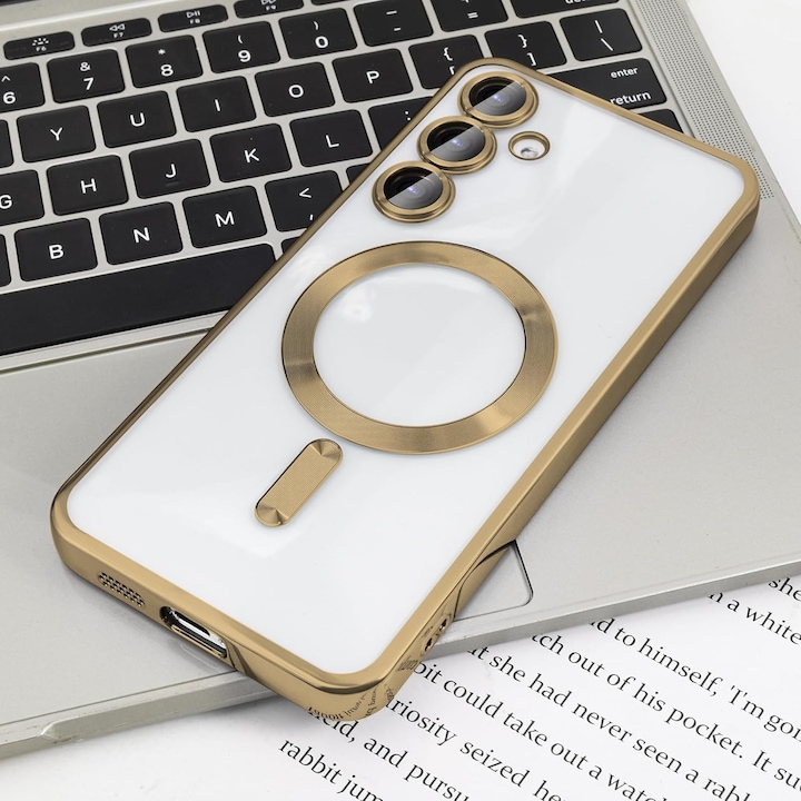 Husa pentru Samsung S23 FE DaDen® MagSafe Luxury compatibil cu protectie camera, Ultra Protectie, Transparent cu margini aurii Husa pentru Samsung S23 FE DaDen® MagSafe Luxury compatibil cu protectie camera, Ultra Protectie, Transparent cu margini aurii - imagine 6
