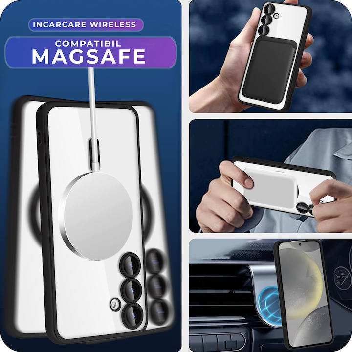 Husa pentru Samsung S23 FE DaDen® MagSafe Luxury compatibil cu protectie camera, Ultra Protectie, Transparent cu margini rosii Husa pentru Samsung S23 FE DaDen® MagSafe Luxury compatibil cu protectie camera, Ultra Protectie, Transparent cu margini rosii - imagine 3