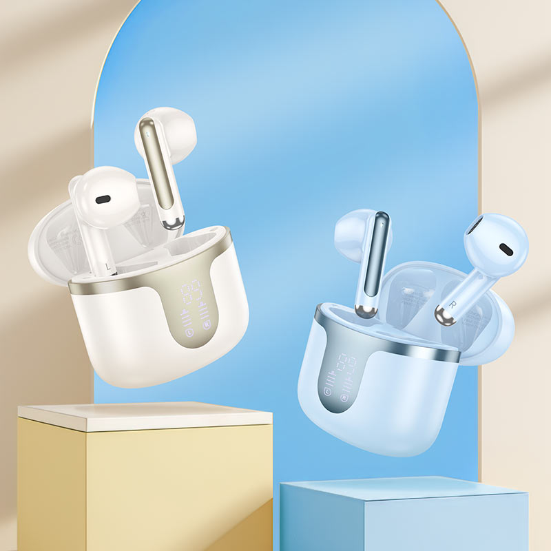 Casti true wireless Hoco EQ7 Snowflake, In Ear, Wireless, BT 5.3, 300mAh, ANC, Alb hoco eq7 snowflake tws headset overview
