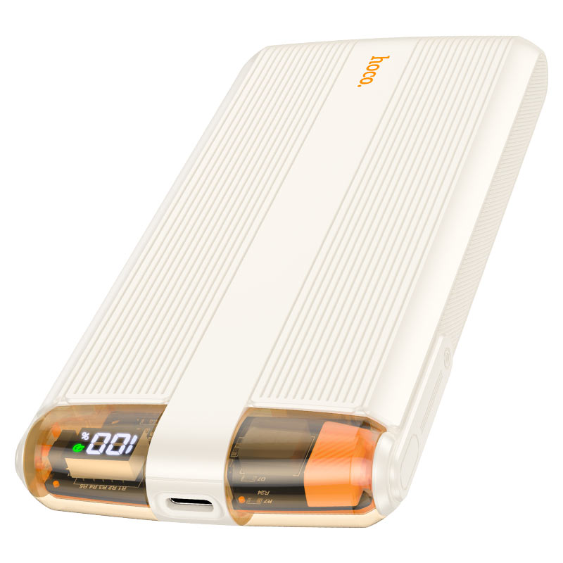 Baterie externa, Power bank USB-C si Lightning cu display LED 10000mAh, Hoco J127A, Alb Baterie externa, Power bank USB-C si Lightning cu display LED 10000mAh, Hoco J127A, Alb