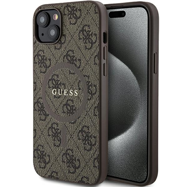 Husa pentru iPhone 13/ 14/ 15 Guess, 4G Collection Leather Metal Logo MagSafe, Hardcase, Maro Husa pentru iPhone 13/ 14/ 15 Guess, 4G Collection Leather Metal Logo MagSafe, Hardcase, Maro