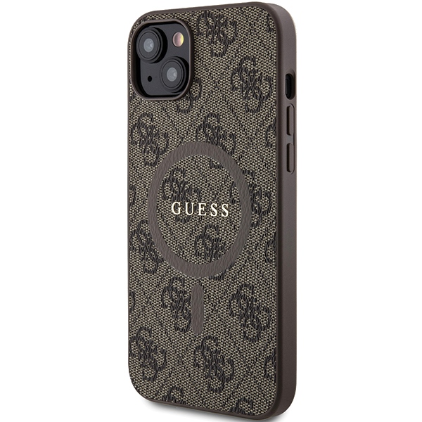 Husa pentru iPhone 13/ 14/ 15 Guess, 4G Collection Leather Metal Logo MagSafe, Hardcase, Maro Husa pentru iPhone 13/ 14/ 15 Guess, 4G Collection Leather Metal Logo MagSafe, Hardcase, Maro - imagine 2