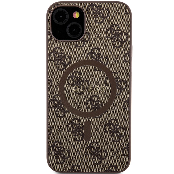 Husa pentru iPhone 13/ 14/ 15 Guess, 4G Collection Leather Metal Logo MagSafe, Hardcase, Maro Husa pentru iPhone 13/ 14/ 15 Guess, 4G Collection Leather Metal Logo MagSafe, Hardcase, Maro - imagine 3