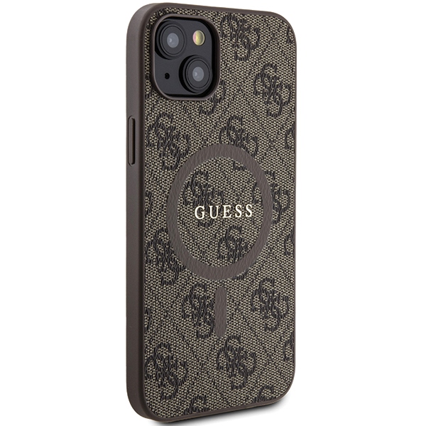 Husa pentru iPhone 13/ 14/ 15 Guess, 4G Collection Leather Metal Logo MagSafe, Hardcase, Maro Husa pentru iPhone 13/ 14/ 15 Guess, 4G Collection Leather Metal Logo MagSafe, Hardcase, Maro - imagine 4