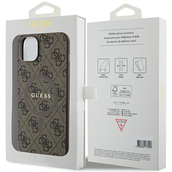 Husa pentru iPhone 13/ 14/ 15 Guess, 4G Collection Leather Metal Logo MagSafe, Hardcase, Maro Husa pentru iPhone 13/ 14/ 15 Guess, 4G Collection Leather Metal Logo MagSafe, Hardcase, Maro - imagine 8