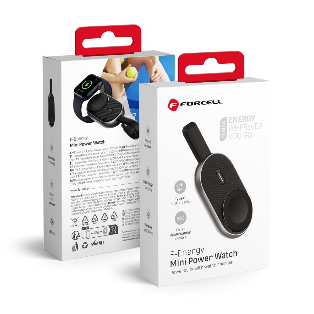Baterie externa Forcell, Mini Power Watch 1200 mAh, Negru Baterie externa Forcell, Mini Power Watch 1200 mAh, Negru - imagine 4