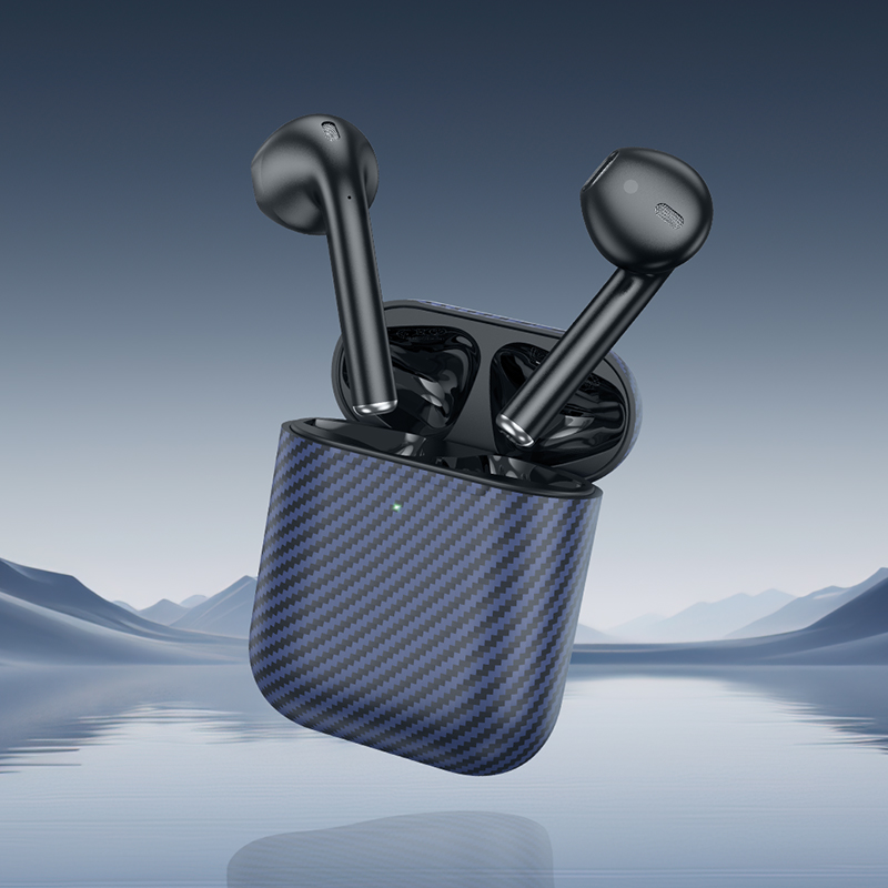 Hoco (EW41 Plus) Casti Wireless, Ear Buds, BT 5.3, 200h StandBy, 350mAh, Carbon Case, Albatru EW41P BK 5 800x800 1