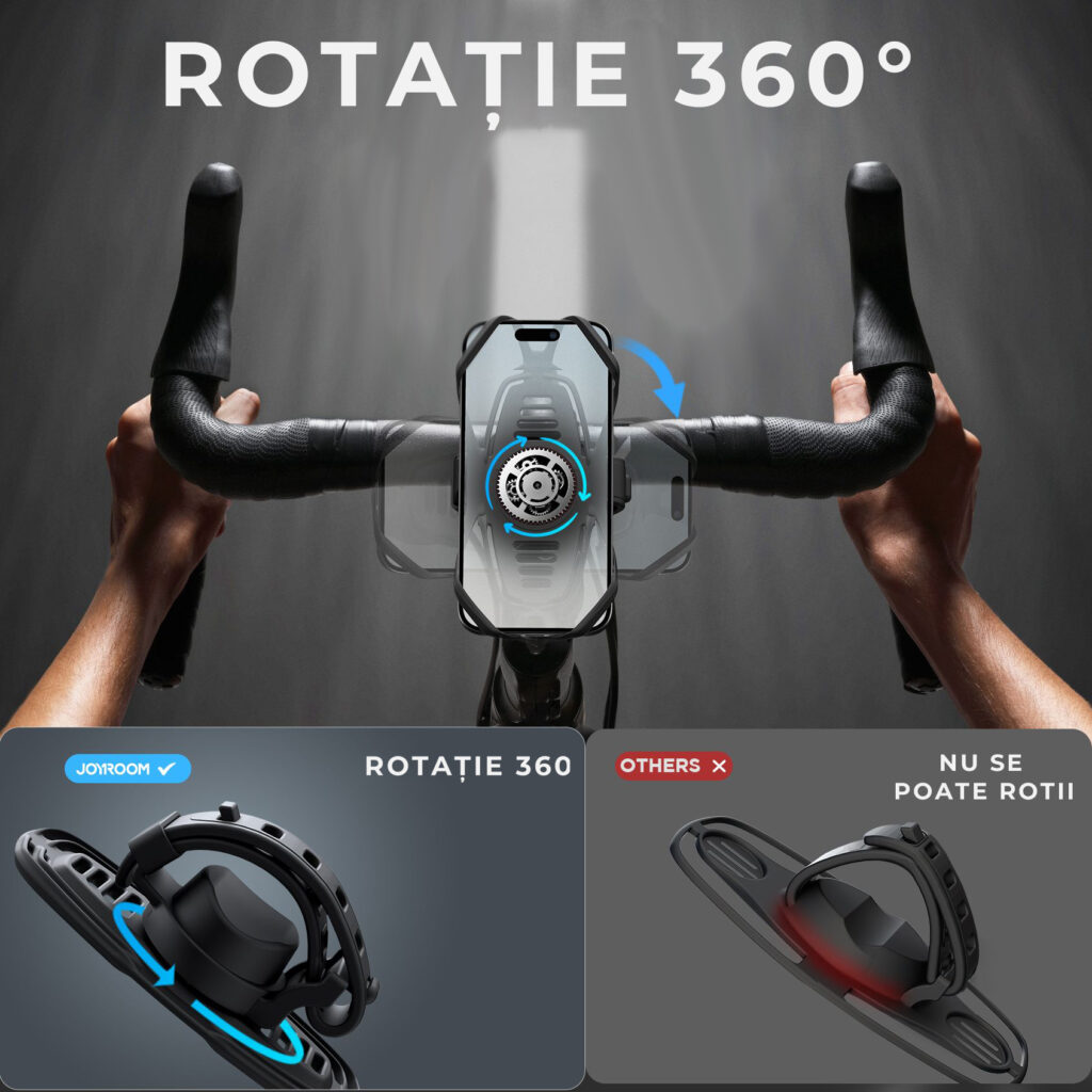 Joyroom JR-ZS382, Suport Moto/Bike, montaj Ghidon, SiliconBand, Shockproof, 4 Corners, Negru p mulr fw 1 copy 1