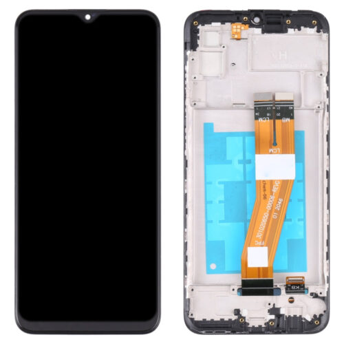 Display cu rama pentru Samsung Galaxy A03 2022, EU Code, DaDen®, Negru, LCD, Ecran Tactil, Best Quality
