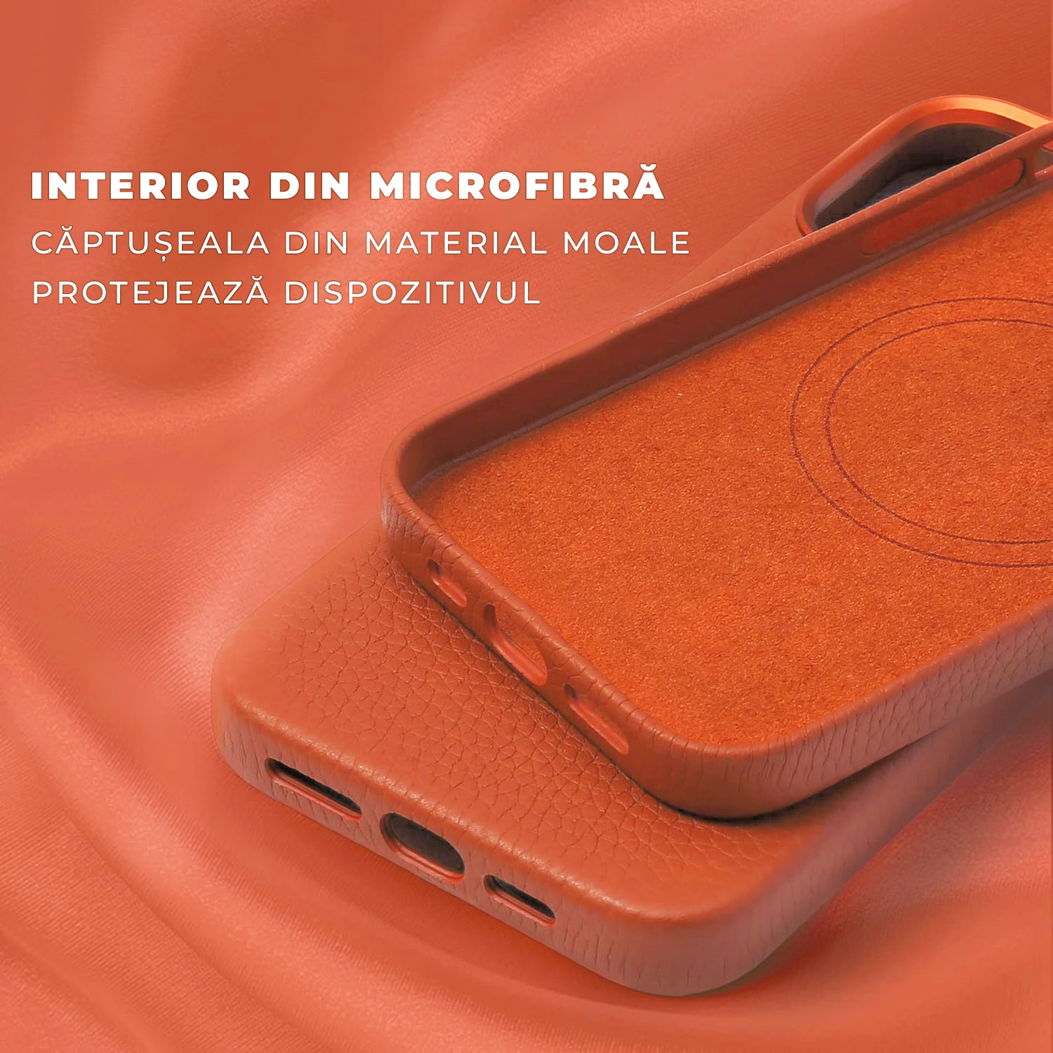 Husa pentru iPhone 16 Pro Max Lussoloop Urban Artisan, Full Cover din piele naturala, Magsafe, Interior Din Microfibra, Handmade, Portocaliu Husa pentru iPhone 16 Pro Max Lussoloop Urban Artisan, Full Cover din piele naturala, Magsafe, Interior Din Microfibra, Handmade, Portocaliu - imagine 2