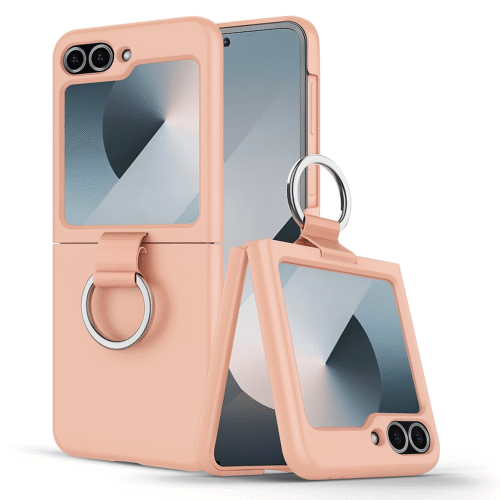 Husa pentru Samsung Galaxy Z Flip 6 DaDen cu inel, Protectie antisoc, Camera Ultra Safe, Silicon, Roz