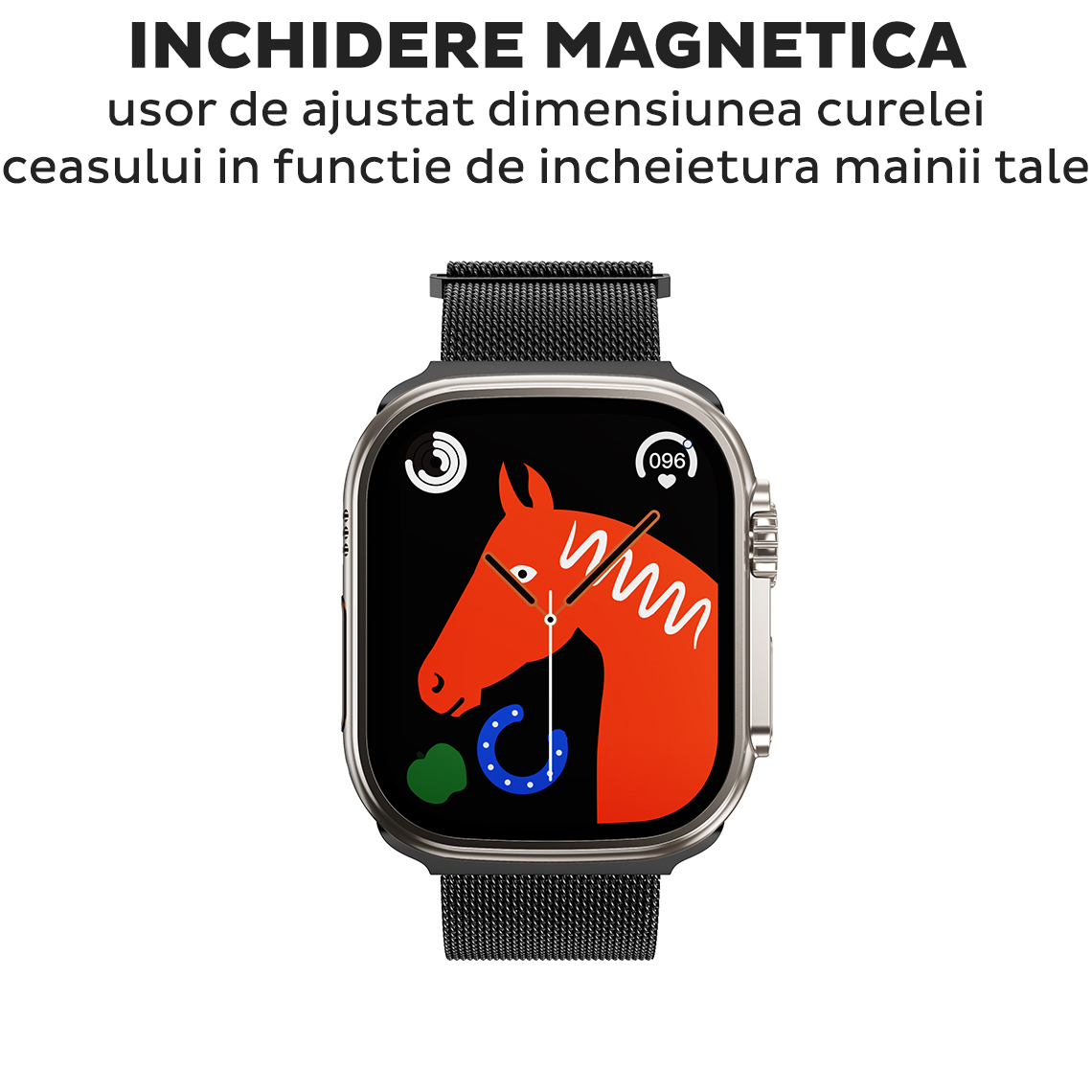 Curea pentru Apple Watch 42/44/45/49mm Hoco AS101 Milanese, Inchidere magnetica, Material metalic, Negru Curea pentru Apple Watch 42/44/45/49mm Hoco AS101 Milanese, Inchidere magnetica, Material metalic, Negru - imagine 3