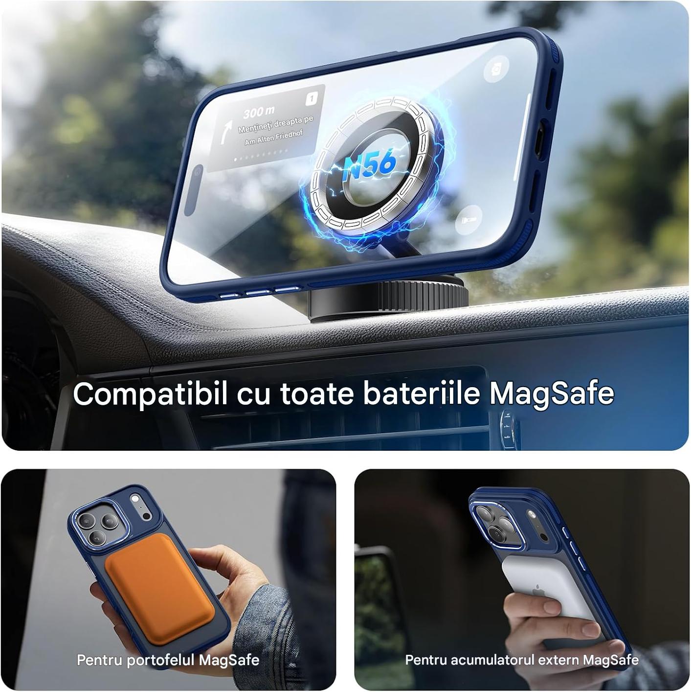 Husa pentru Apple iPhone 17 Pro DaDen® CamBracket, Antisoc, Kickstand, MagSafe, Incarcare wireless, Albastru Husa pentru Apple iPhone 17 Pro DaDen® CamBracket, Antisoc, Kickstand, MagSafe, Incarcare wireless, Albastru - imagine 2