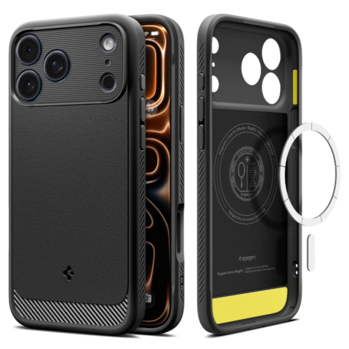 Husa pentru iPhone 17 Pro, Spigen Rugged Armor, MagSafe, Negru
