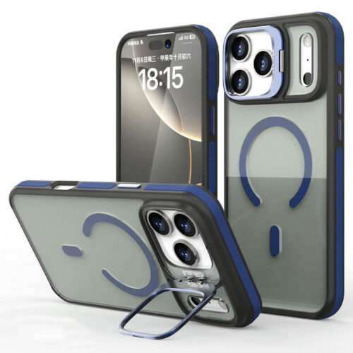 Husa pentru Apple iPhone 17 Pro Max DaDen® CamBracket, Antisoc, Kickstand, MagSafe, Incarcare wireless, Albastru