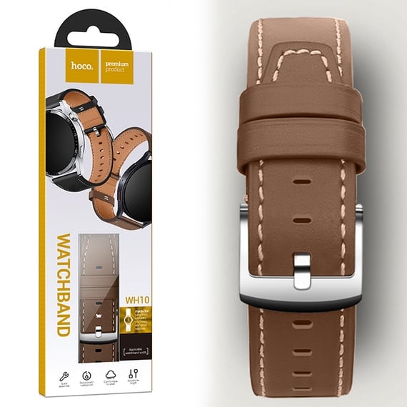 Curea pentru ceasuri Huawei, Samsung, Amazfit, Garmin Hoco WH10, pentru ceasuri cu conectori de 22 mm, Piele ecologica, Catarama metalica, Maro deschis Curea pentru ceasuri Huawei, Samsung, Amazfit, Garmin Hoco WH10, pentru ceasuri cu conectori de 22 mm, Piele ecologica, Catarama metalica, Maro deschis - imagine 4