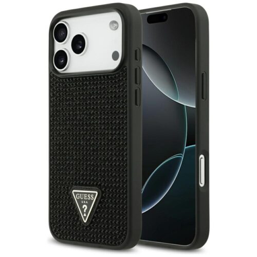 Husa pentru Apple iPhone 17 Pro Max, Guess, Rhinestone Triangle Logo, Negru