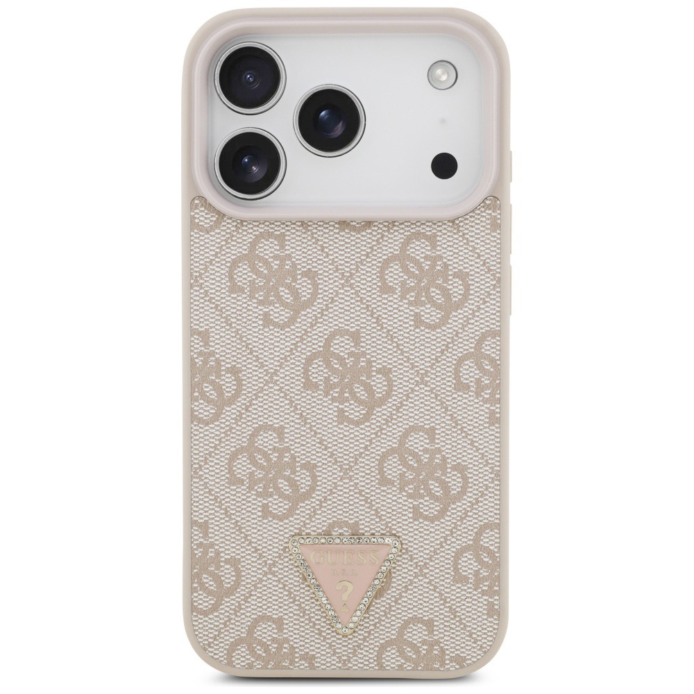 Husa pentru Apple iPhone 17 Pro Max, Guess, Leather 4G Triangle Strass MagSafe, Incarcare wireless, Roz Husa pentru Apple iPhone 17 Pro Max, Guess, Leather 4G Triangle Strass MagSafe, Incarcare wireless, Roz - imagine 2
