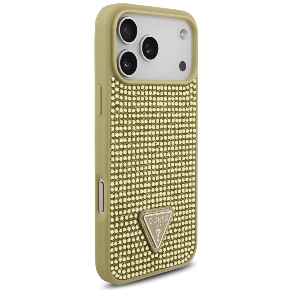 Husa pentru Apple iPhone 17 Pro Max, Guess, Rhinestone Triangle Logo, Auriu Husa pentru Apple iPhone 17 Pro Max, Guess, Rhinestone Triangle Logo, Auriu - imagine 4