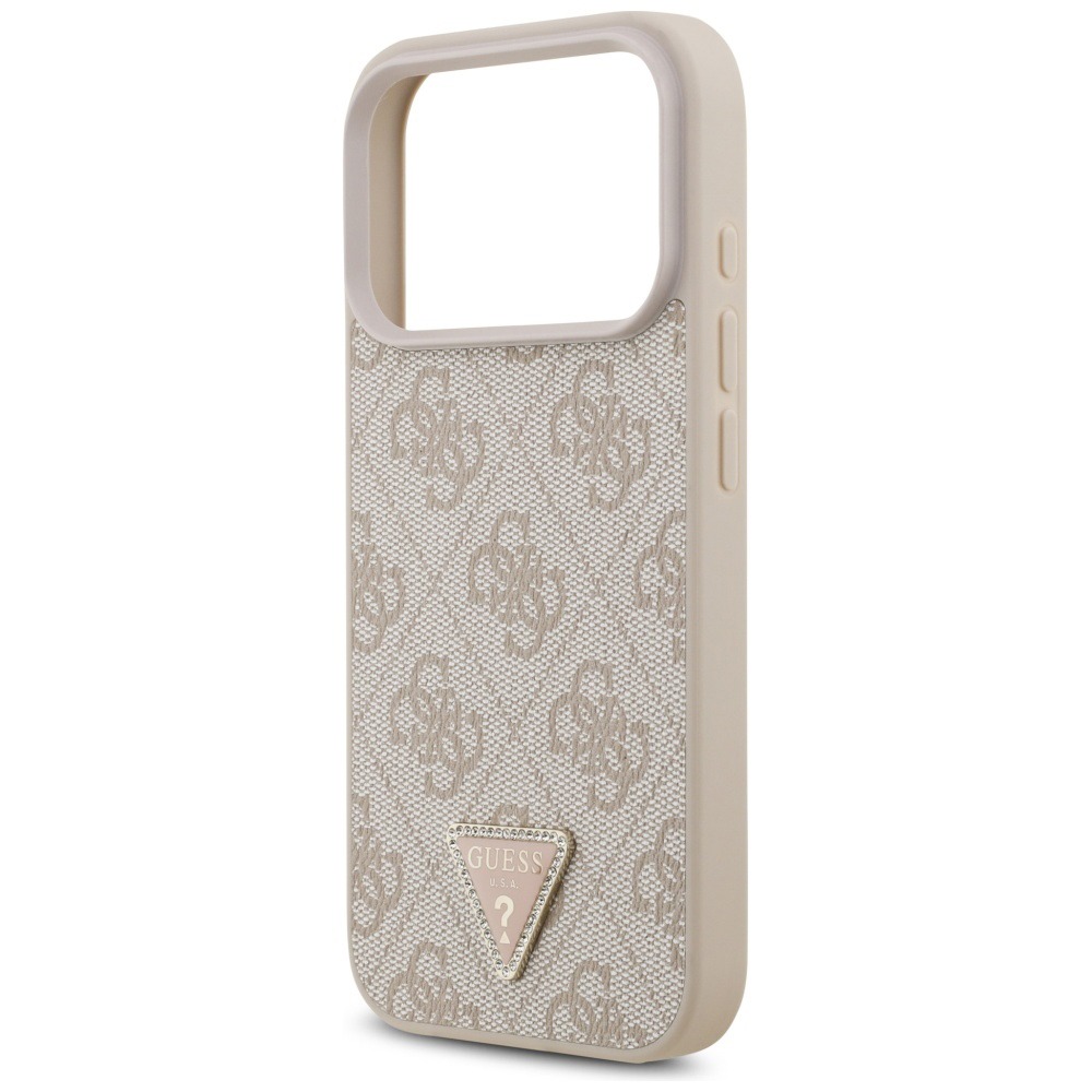 Husa pentru Apple iPhone 17 Pro Max, Guess, Leather 4G Triangle Strass MagSafe, Incarcare wireless, Roz Husa pentru Apple iPhone 17 Pro Max, Guess, Leather 4G Triangle Strass MagSafe, Incarcare wireless, Roz - imagine 4