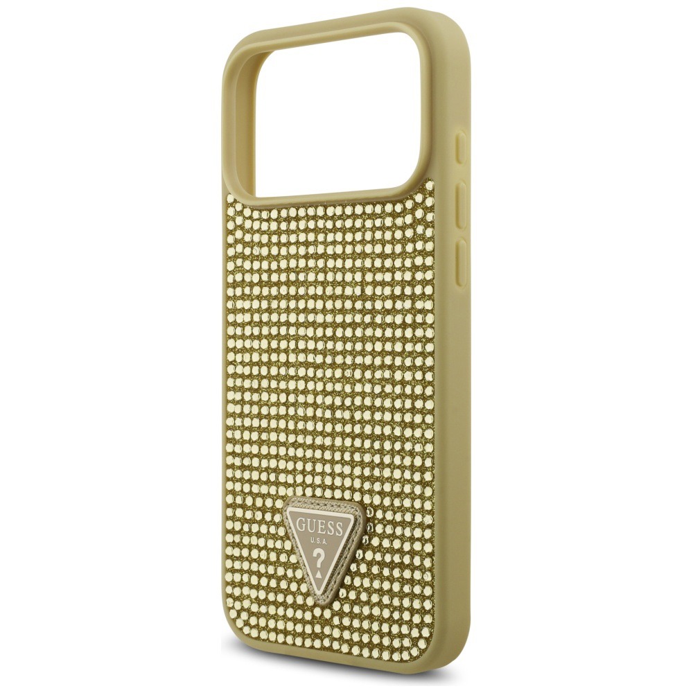 Husa pentru Apple iPhone 17 Pro Max, Guess, Rhinestone Triangle Logo, Auriu Husa pentru Apple iPhone 17 Pro Max, Guess, Rhinestone Triangle Logo, Auriu - imagine 5