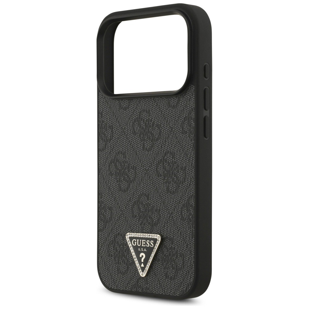 Husa pentru Apple iPhone 17 Pro Max, Guess, Leather 4G Triangle Strass MagSafe, Incarcare wireless, Negru Husa pentru Apple iPhone 17 Pro Max, Guess, Leather 4G Triangle Strass MagSafe, Incarcare wireless, Negru - imagine 5