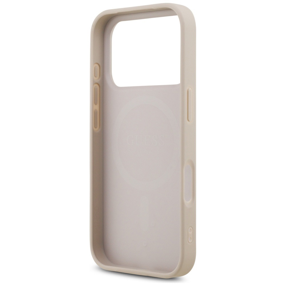 Husa pentru Apple iPhone 17 Pro Max, Guess, Leather 4G Triangle Strass MagSafe, Incarcare wireless, Roz Husa pentru Apple iPhone 17 Pro Max, Guess, Leather 4G Triangle Strass MagSafe, Incarcare wireless, Roz - imagine 5