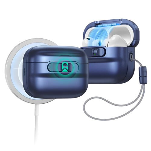 Husa pentru AirPods Pro 3 ESR, Pulse Magnetic FlickLock, TPU Premium, Compatibila MagSafe, Incarcare Wireless, Protectie Hibrida, Buton inchidere, Albastru