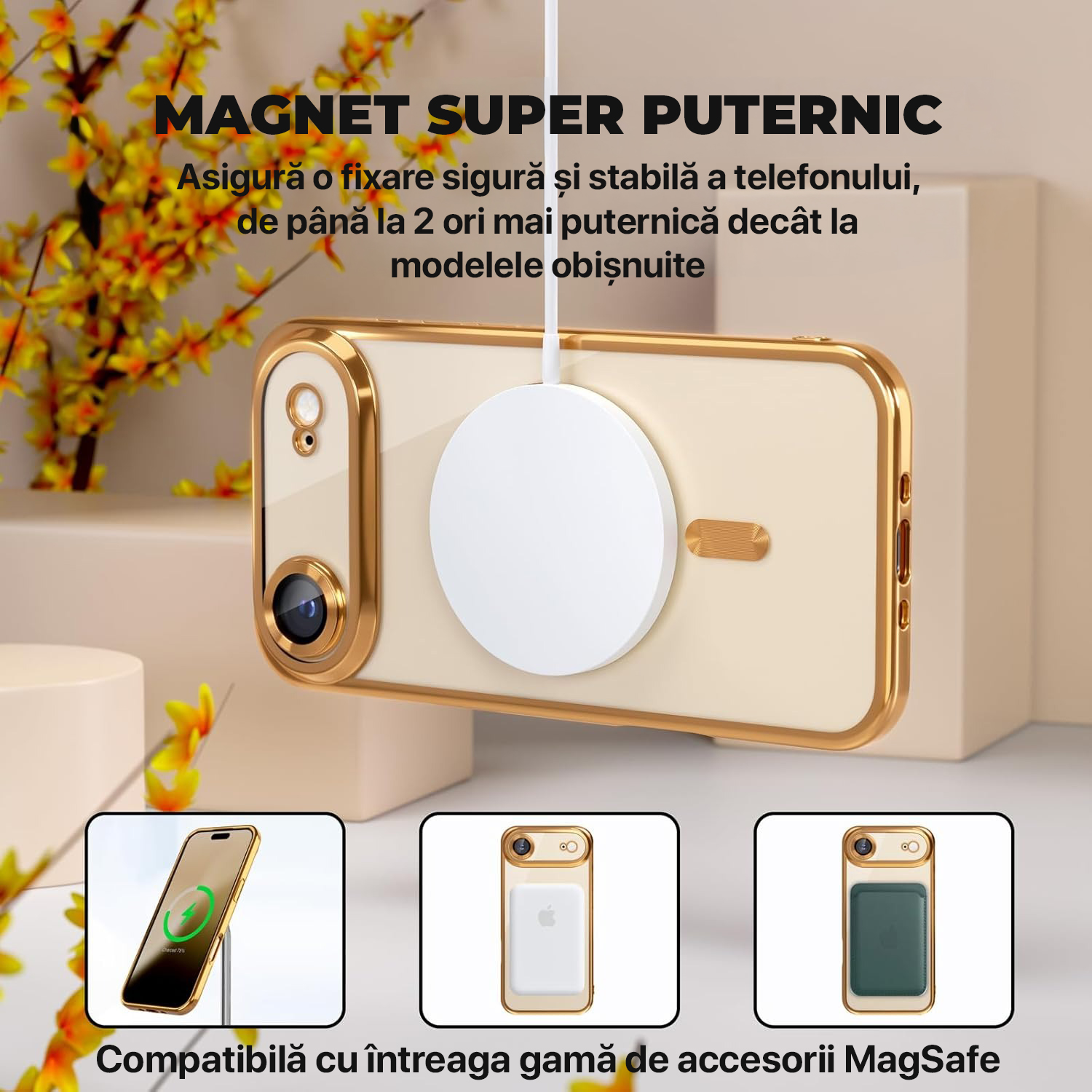 Husa pentru iPhone 17 Air DaDen® MagSafe Luxury, Antisoc, Protectie Camera, Margini Metalizate, Transparenta cu Margini Aurii Husa pentru iPhone 17 Air DaDen® MagSafe Luxury, Antisoc, Protectie Camera, Margini Metalizate, Transparenta cu Margini Aurii - imagine 2