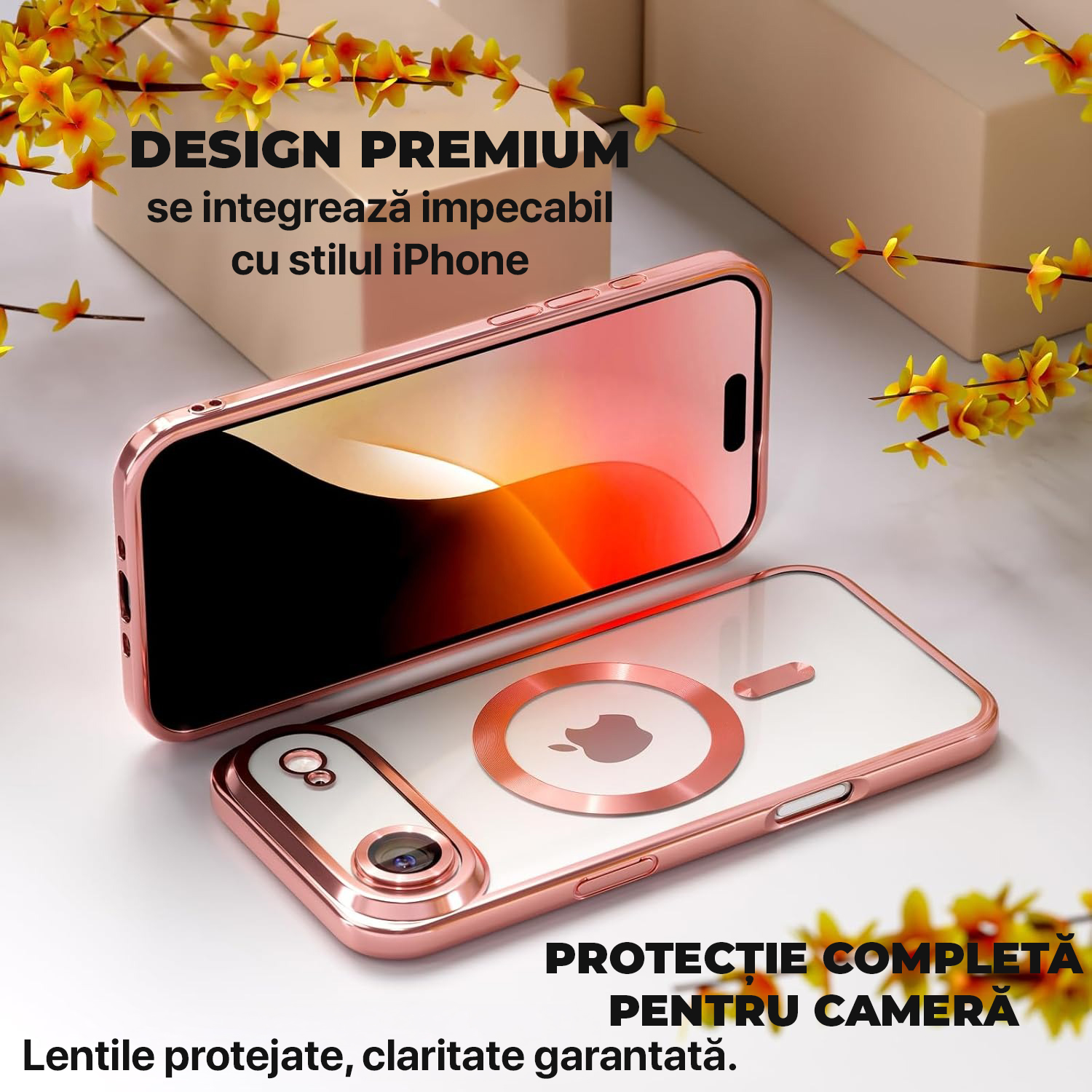 Husa pentru iPhone 17 Air DaDen® MagSafe Luxury, Antisoc, Protectie Camera, Margini Metalizate, Transparenta cu Margini Roz Husa pentru iPhone 17 Air DaDen® MagSafe Luxury, Antisoc, Protectie Camera, Margini Metalizate, Transparenta cu Margini Roz - imagine 3