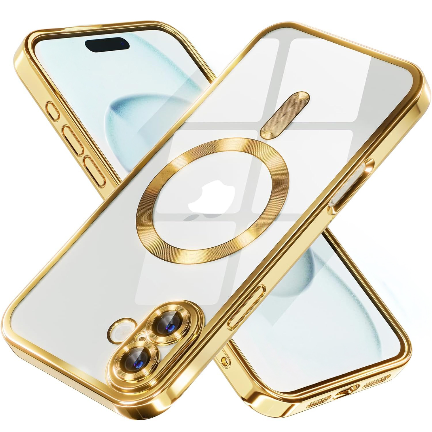 Husa pentru iPhone 17 DaDen® MagSafe Luxury, Antisoc, Protectie Camera, Margini Metalizate, Transparenta cu Margini Aurii Husa pentru iPhone 17 DaDen® MagSafe Luxury, Antisoc, Protectie Camera, Margini Metalizate, Transparenta cu Margini Aurii