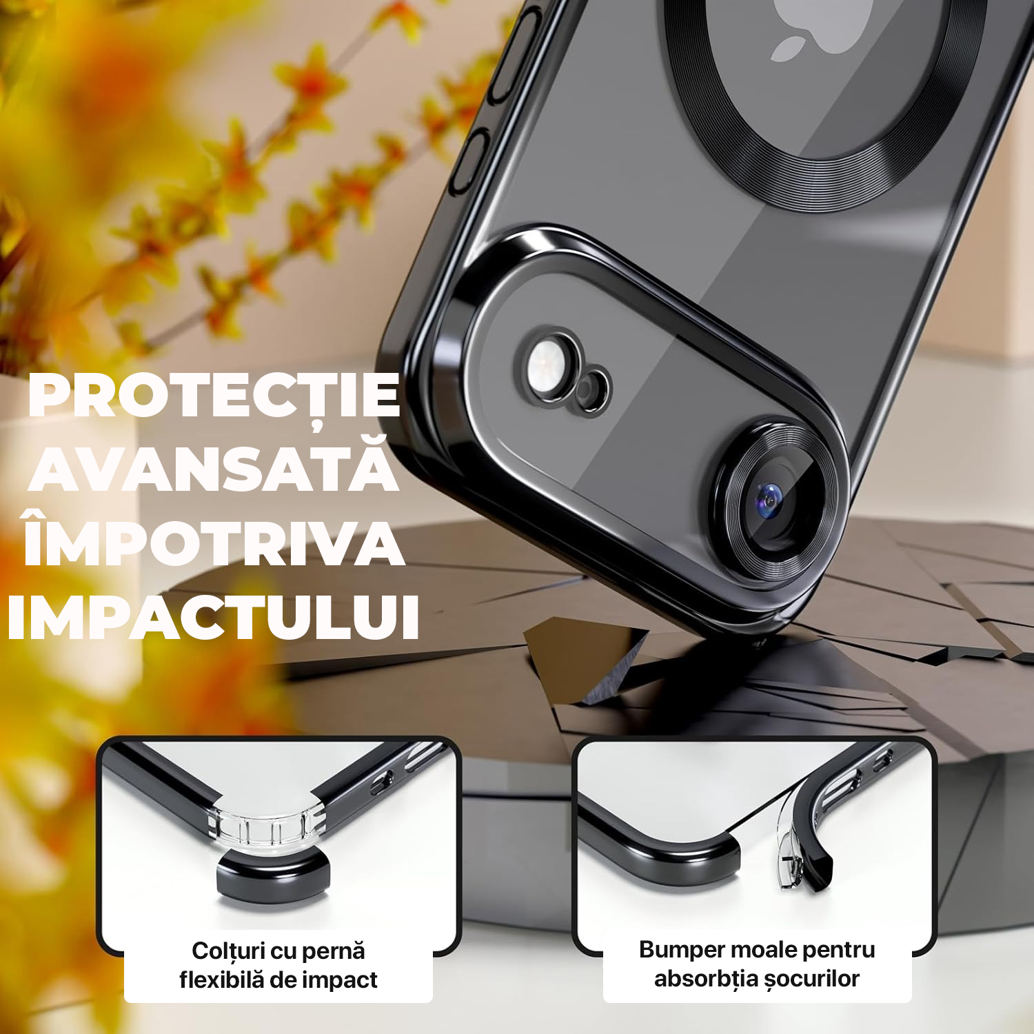 Husa pentru iPhone 17 Air DaDen® MagSafe Luxury, Antisoc, Protectie Camera, Margini Metalizate, Transparenta cu Margini Negre Husa pentru iPhone 17 Air DaDen® MagSafe Luxury, Antisoc, Protectie Camera, Margini Metalizate, Transparenta cu Margini Negre - imagine 5