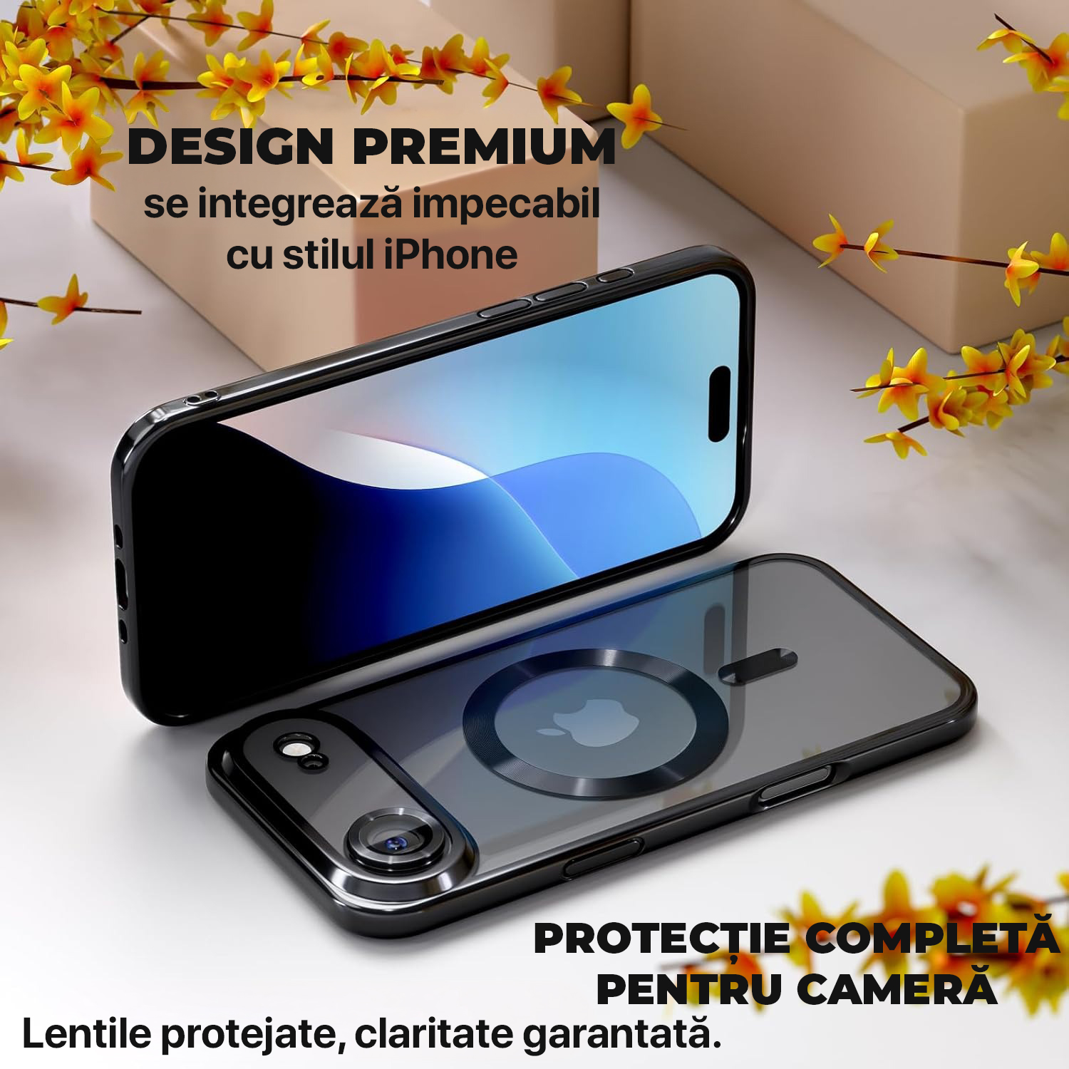 Husa pentru iPhone 17 Air DaDen® MagSafe Luxury, Antisoc, Protectie Camera, Margini Metalizate, Transparenta cu Margini Negre Husa pentru iPhone 17 Air DaDen® MagSafe Luxury, Antisoc, Protectie Camera, Margini Metalizate, Transparenta cu Margini Negre - imagine 3