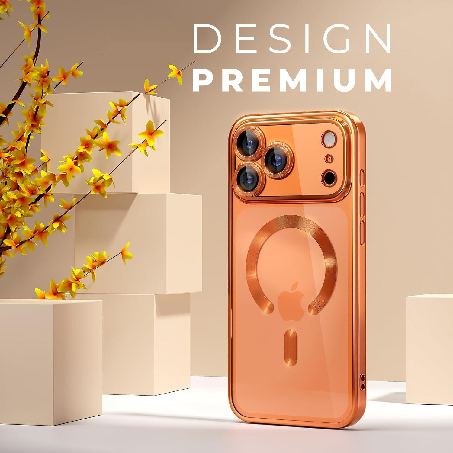 Husa pentru iPhone 17 Pro Max DaDen® MagSafe Luxury, Antisoc, Protectie Camera, Margini Metalizate, Transparenta cu Margini Portocalii Husa pentru iPhone 17 Pro Max DaDen® MagSafe Luxury, Antisoc, Protectie Camera, Margini Metalizate, Transparenta cu Margini Portocalii - imagine 6
