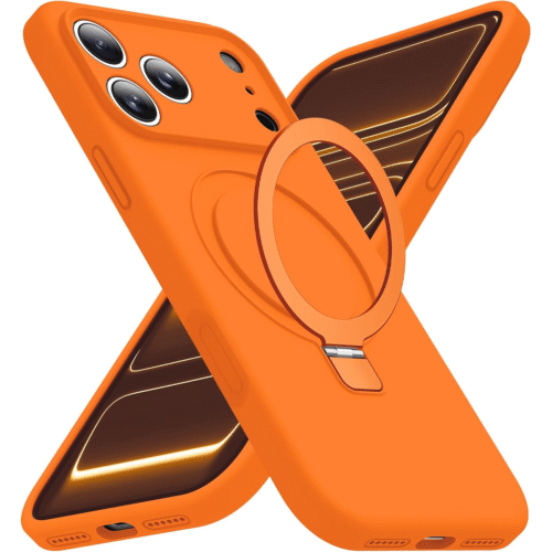 Husa pentru iPhone 17 Pro Max DaDen® Silicon MagSafe Ring, Inel de Prindere, Incarcare Wireless, Protectie Camera, Antisoc, Protectie Action Button, Portocaliu