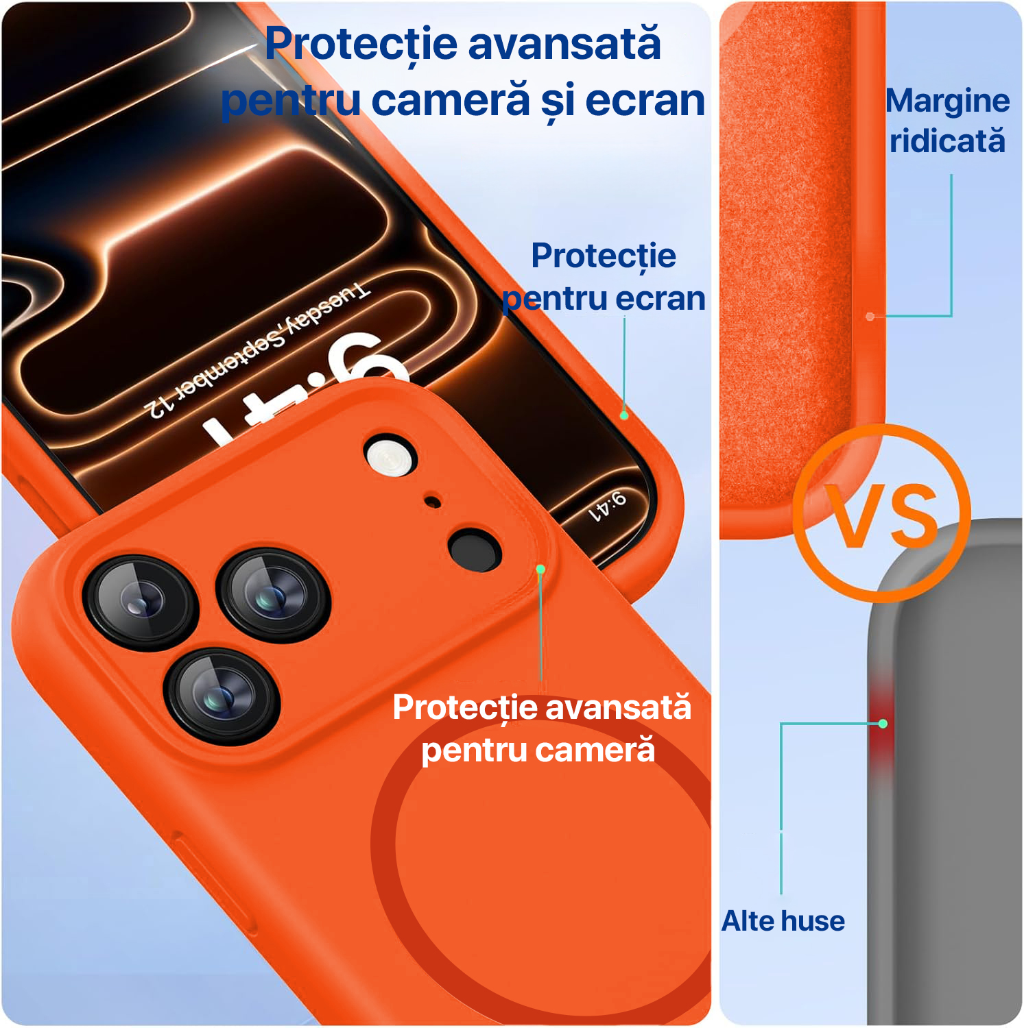 Husa pentru iPhone 17 Pro DaDen® Silicon MagSafe, Incarcare Wireless, Protectie Camera, Antisoc, Protectie Action Button, Portocaliu Husa pentru iPhone 17 Pro DaDen® Silicon MagSafe, Incarcare Wireless, Protectie Camera, Antisoc, Protectie Action Button, Portocaliu - imagine 4
