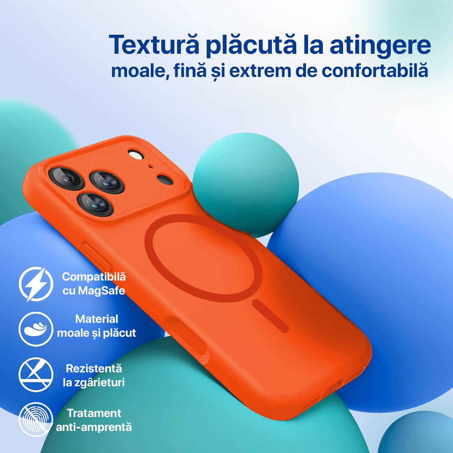 Husa pentru iPhone 17 Pro DaDen® Silicon MagSafe, Incarcare Wireless, Protectie Camera, Antisoc, Protectie Action Button, Portocaliu Husa pentru iPhone 17 Pro DaDen® Silicon MagSafe, Incarcare Wireless, Protectie Camera, Antisoc, Protectie Action Button, Portocaliu - imagine 3